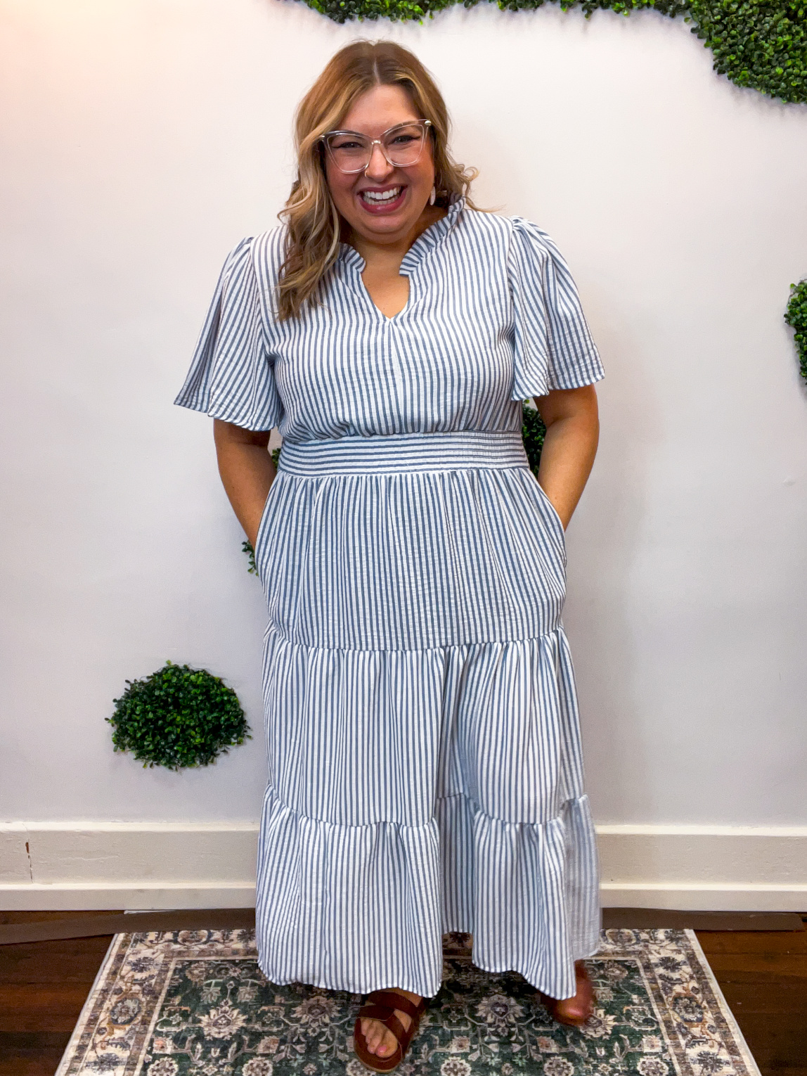 Something Blue Stripe Midi Dress