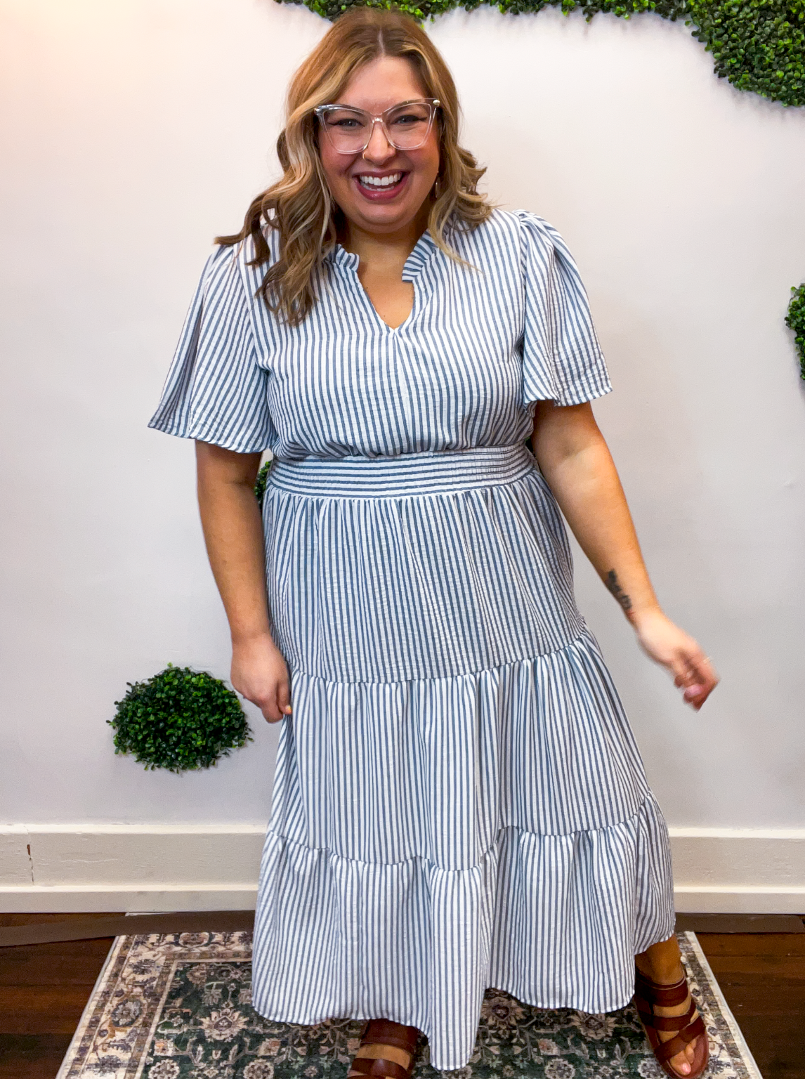 Something Blue Stripe Midi Dress