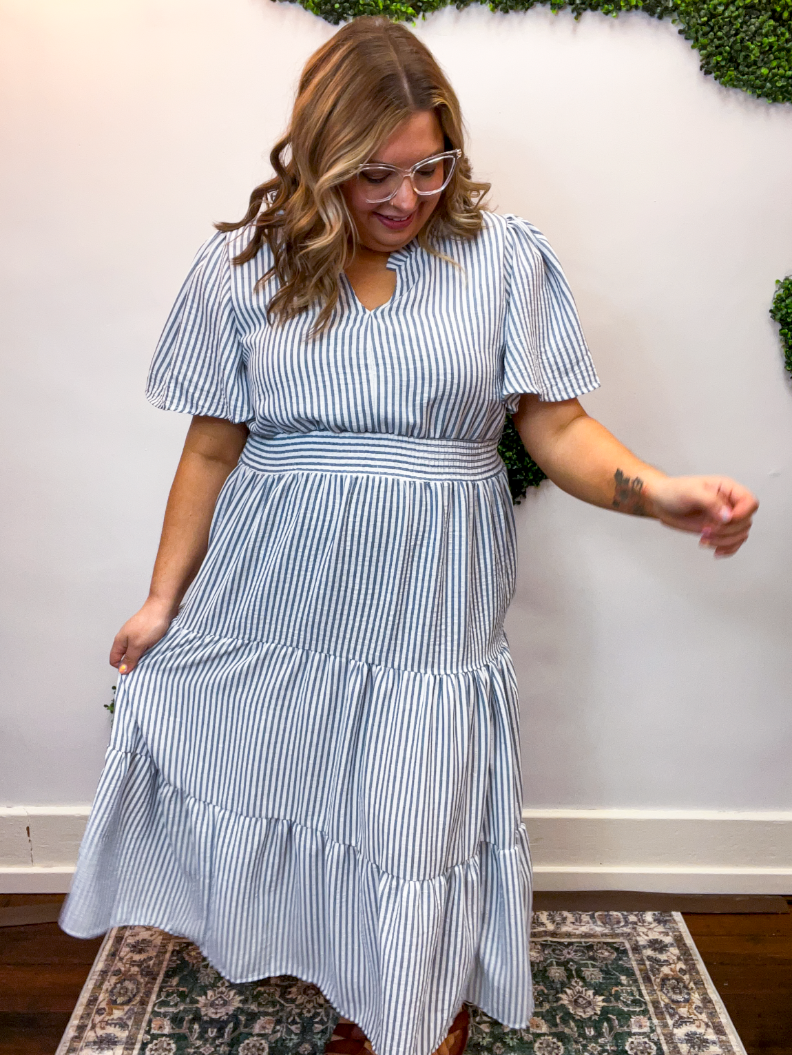 Something Blue Stripe Midi Dress