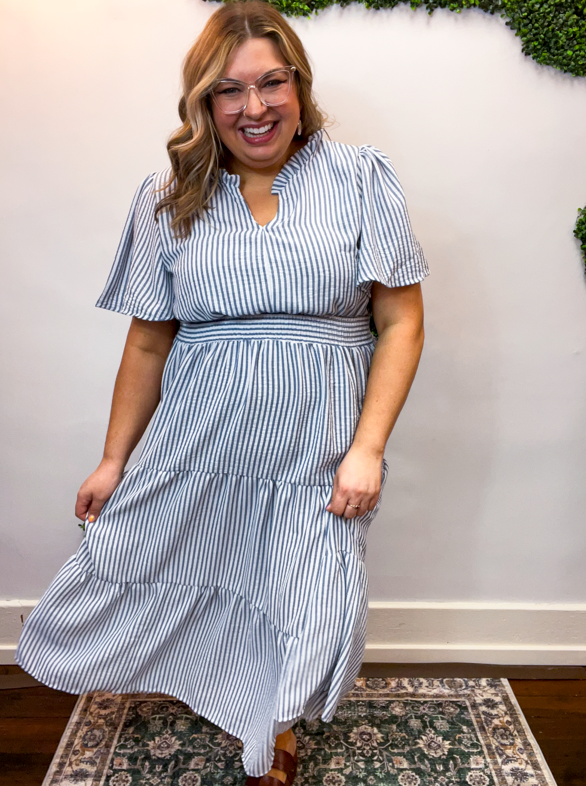 Something Blue Stripe Midi Dress