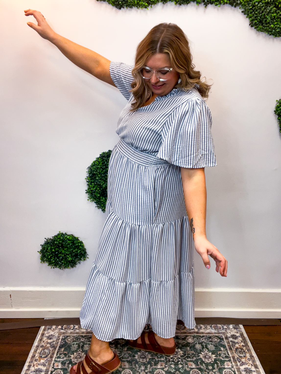 Something Blue Stripe Midi Dress