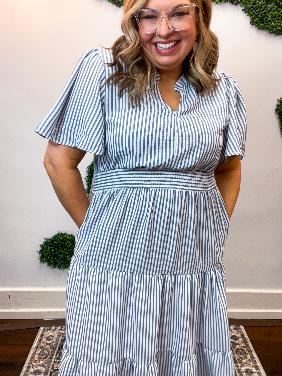 Something Blue Stripe Midi Dress