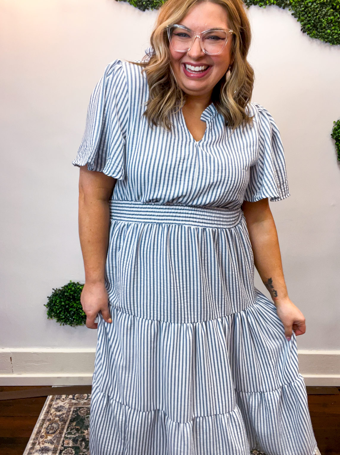 Something Blue Stripe Midi Dress