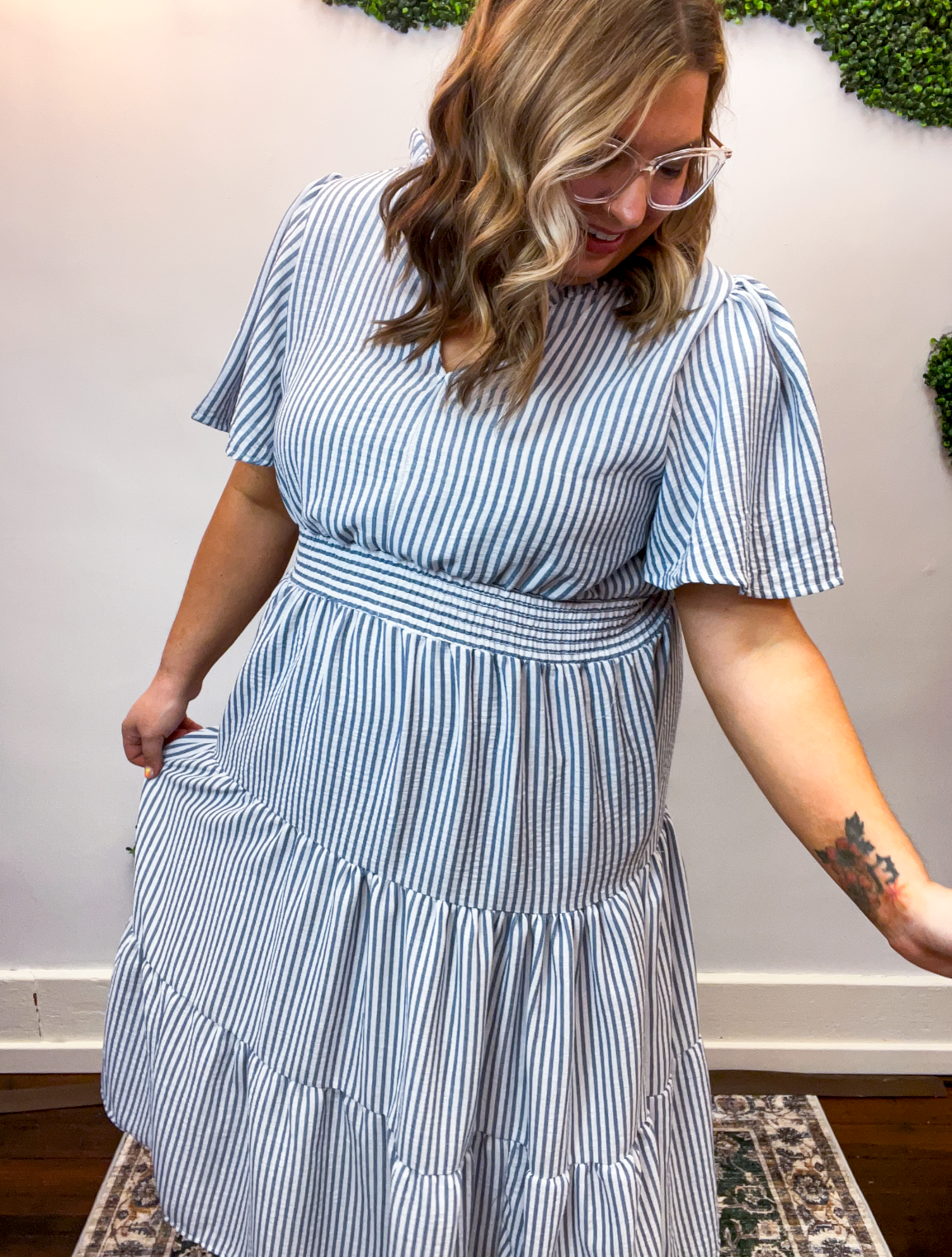 Something Blue Stripe Midi Dress