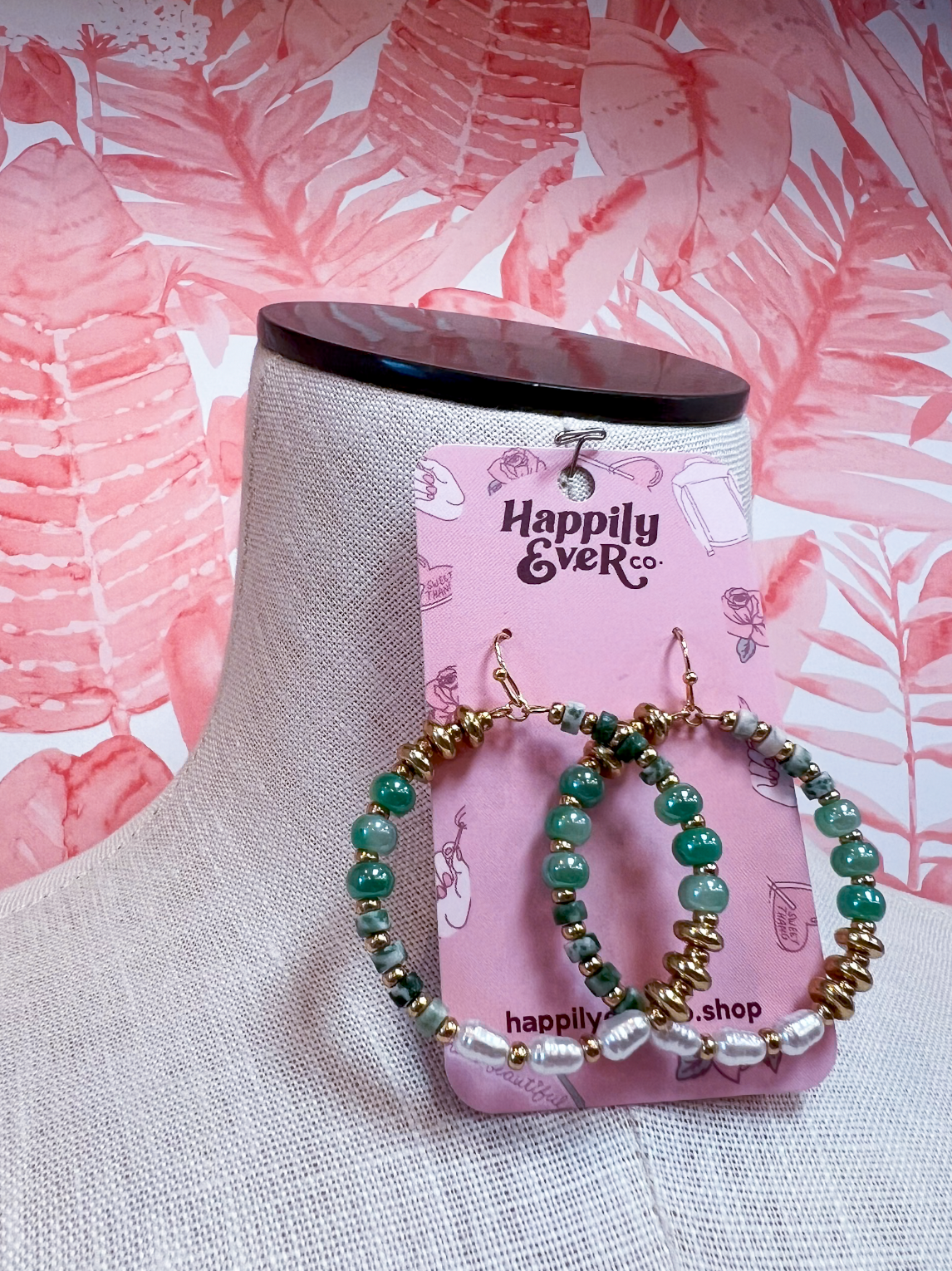 Gemstone Garden Hoops in Green *Final Sale*