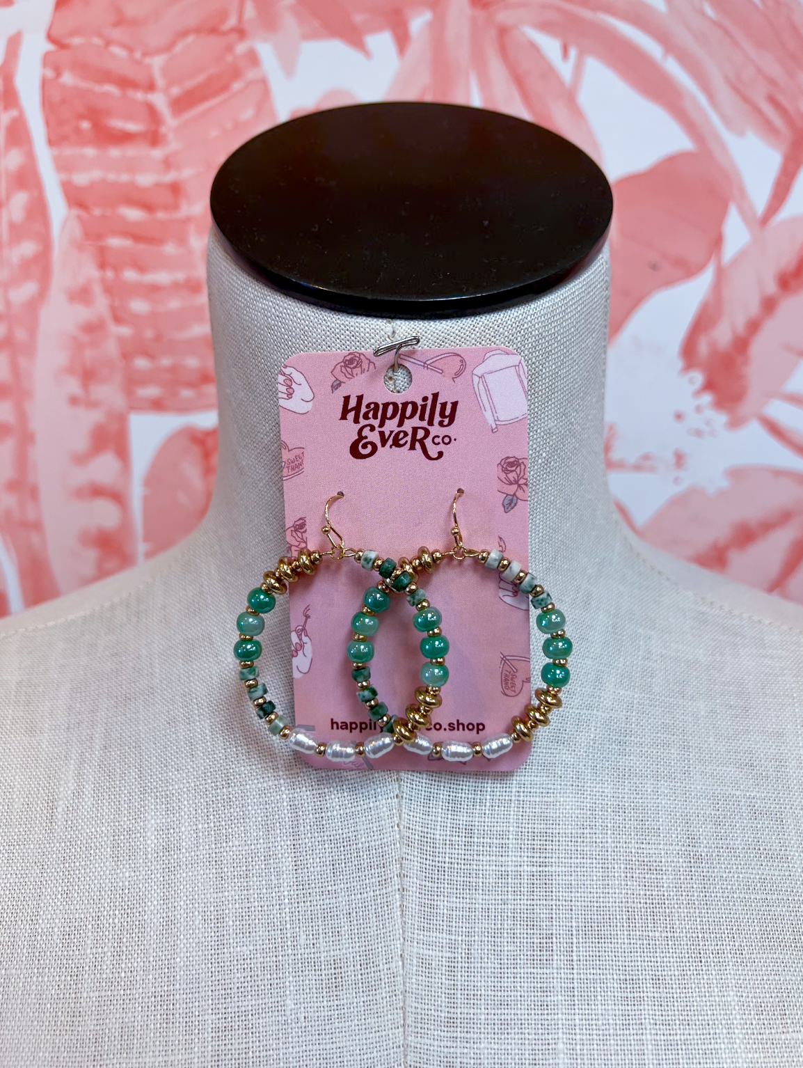 Gemstone Garden Hoops in Green *Final Sale*