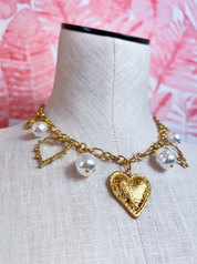 Heart of Gold Pearl Charm Necklace *Final Sale*