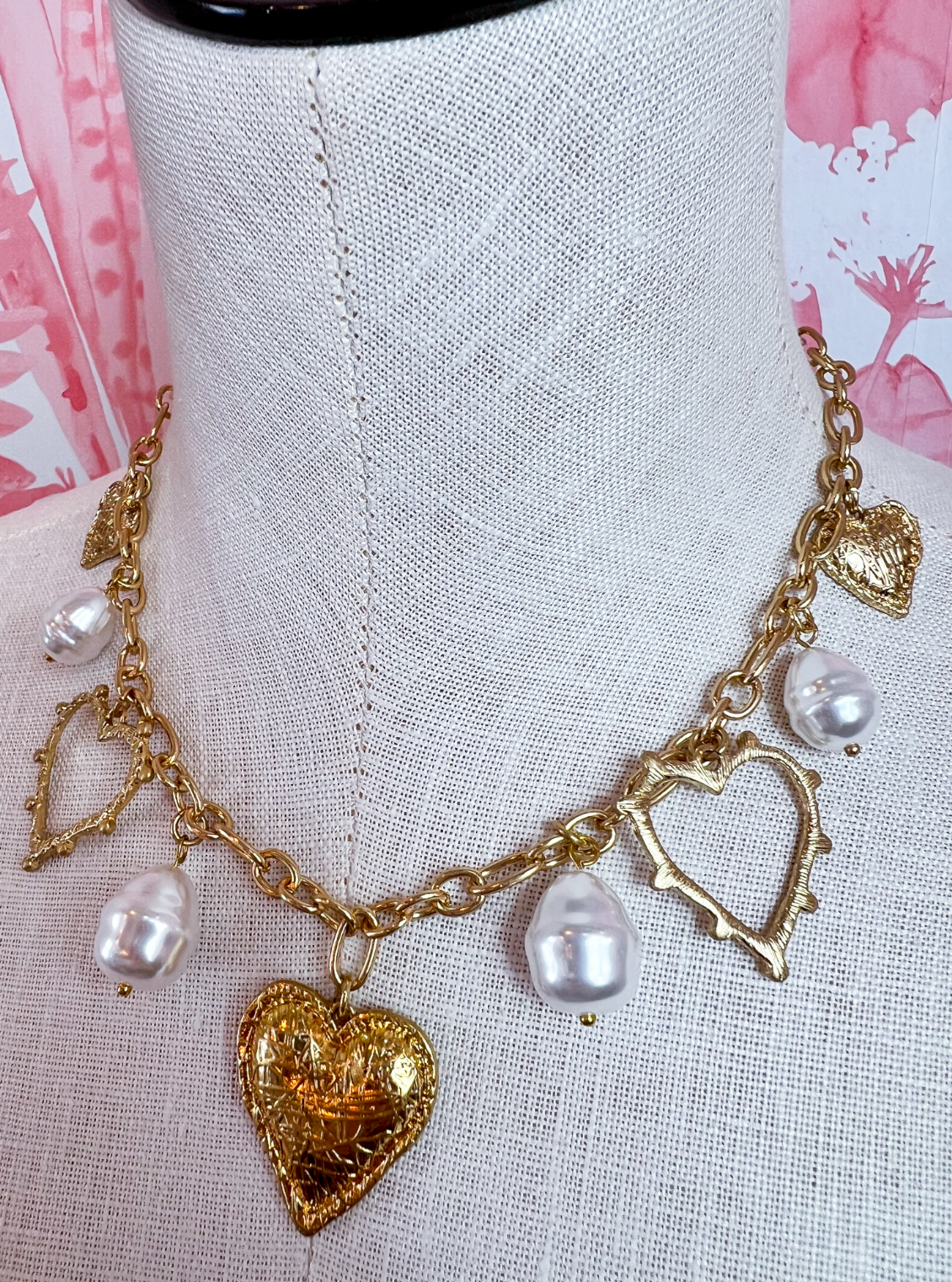 Heart of Gold Pearl Charm Necklace *Final Sale*