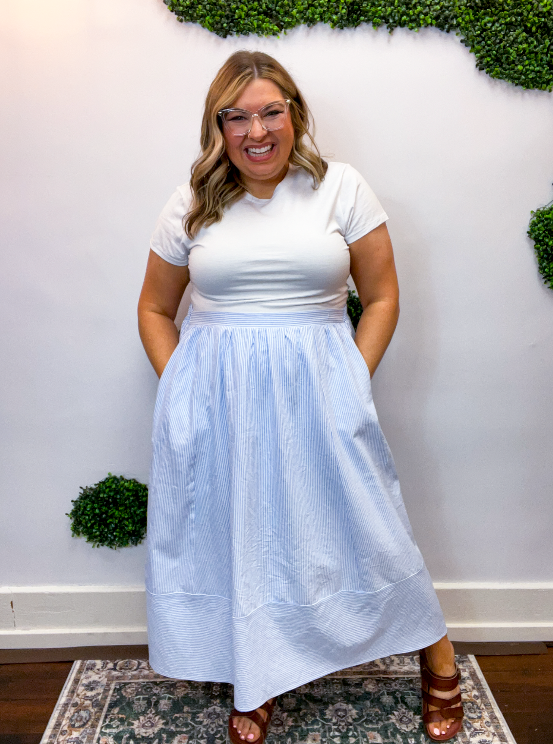 Blue Skies Ahead Midi Skirt