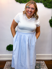 Blue Skies Ahead Midi Skirt