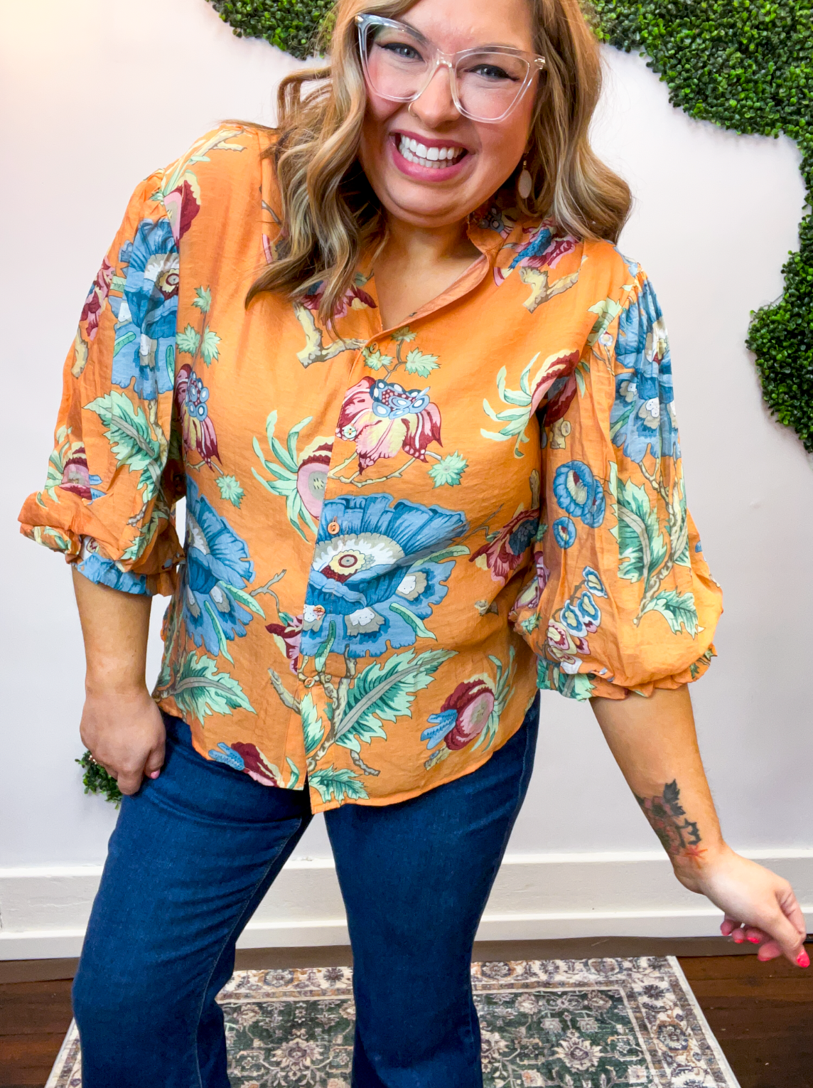 Tangerine Daydream Button Down Top