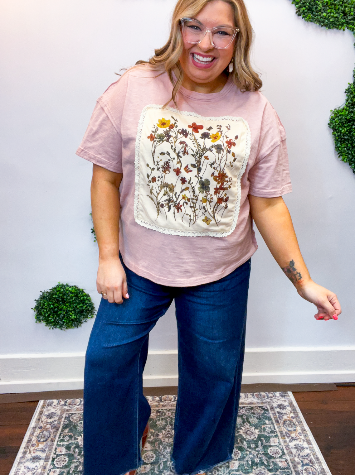 Pressed Petal Patch Top in Dusty Rose