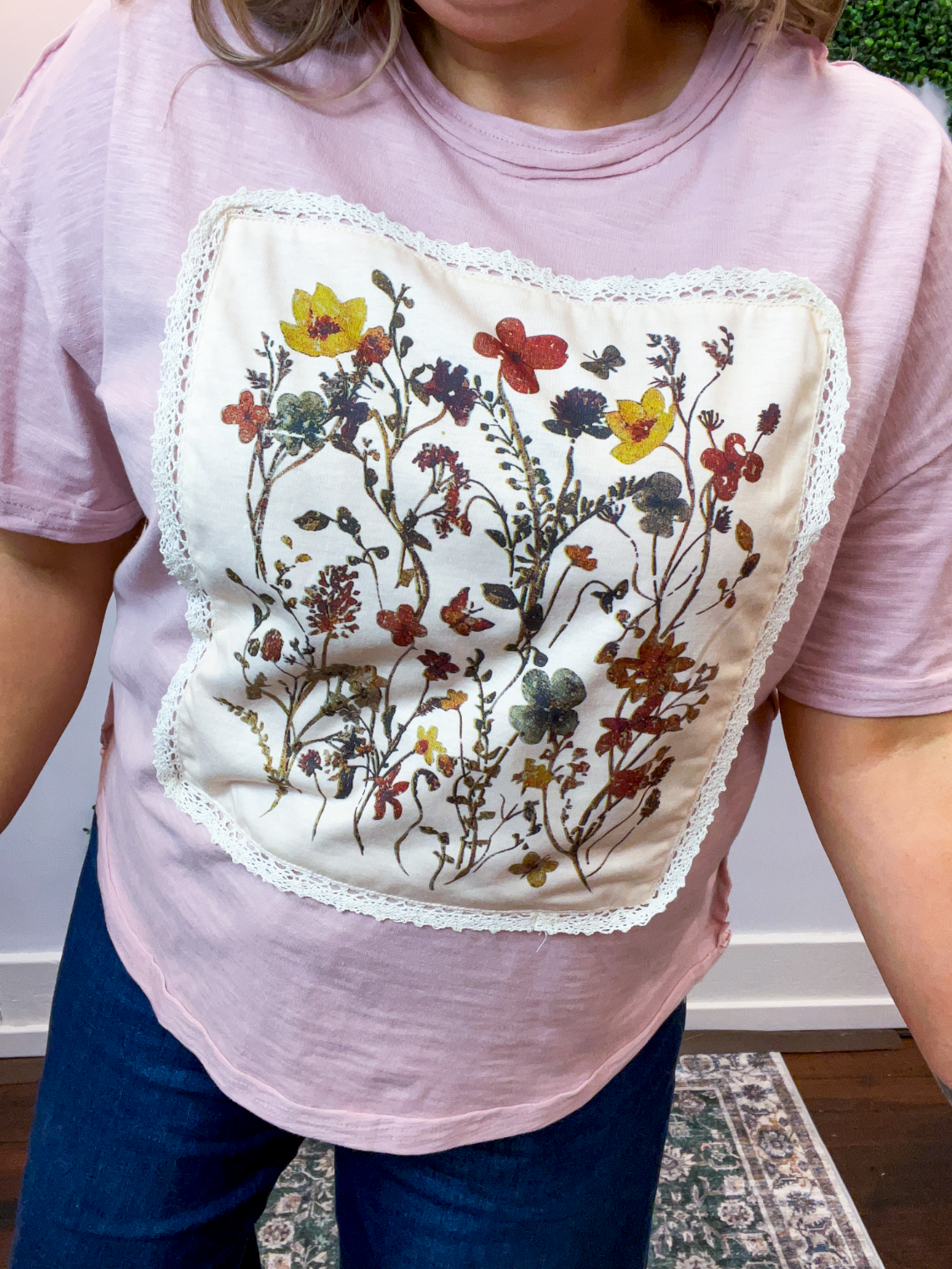 Pressed Petal Patch Top in Dusty Rose