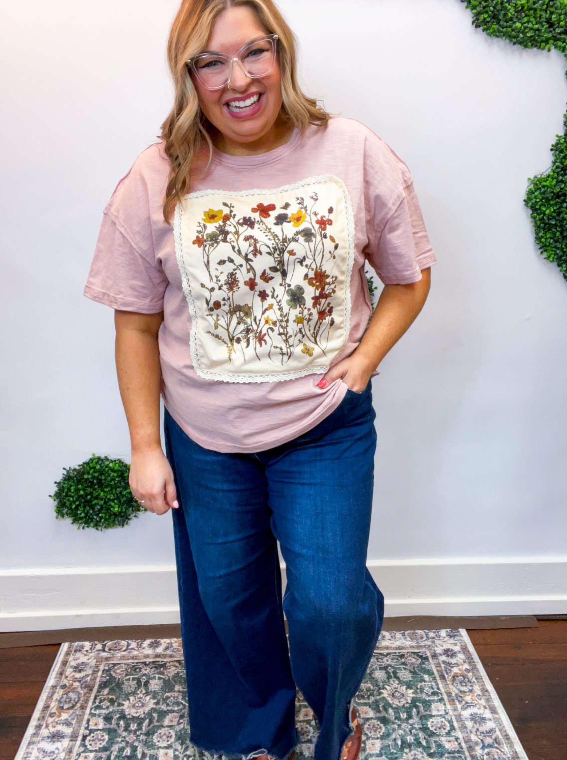 Pressed Petal Patch Top in Dusty Rose