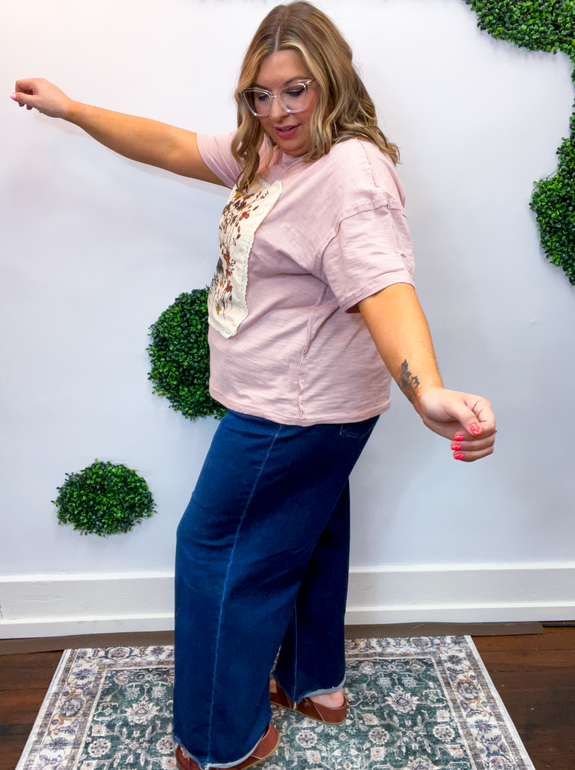 Pressed Petal Patch Top in Dusty Rose