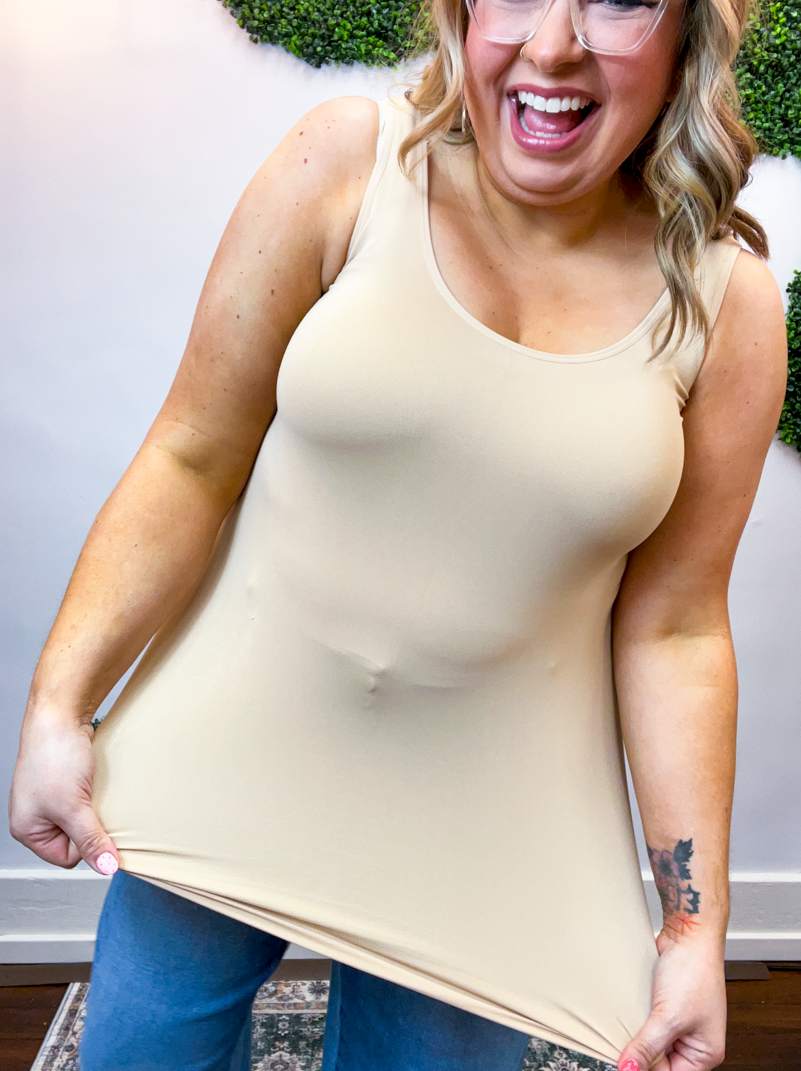 Under It All Long Seamless Tank in Nude