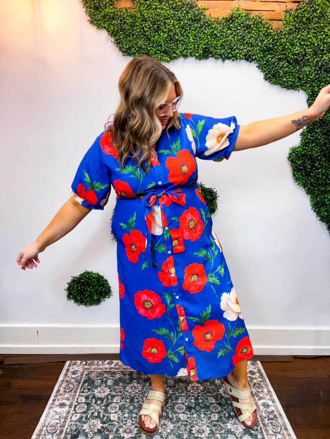 Where Poppies Grow Midi Dress
