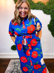 Where Poppies Grow Midi Dress