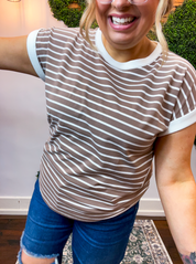 Stripe It Lucky Tee in Mocha *40% OFF* ALL SALES FINAL!