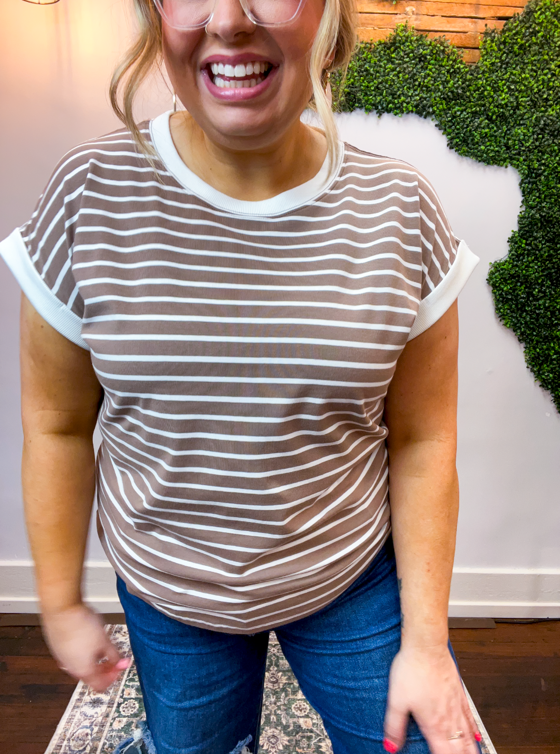 Stripe It Lucky Tee in Mocha *40% OFF* ALL SALES FINAL!