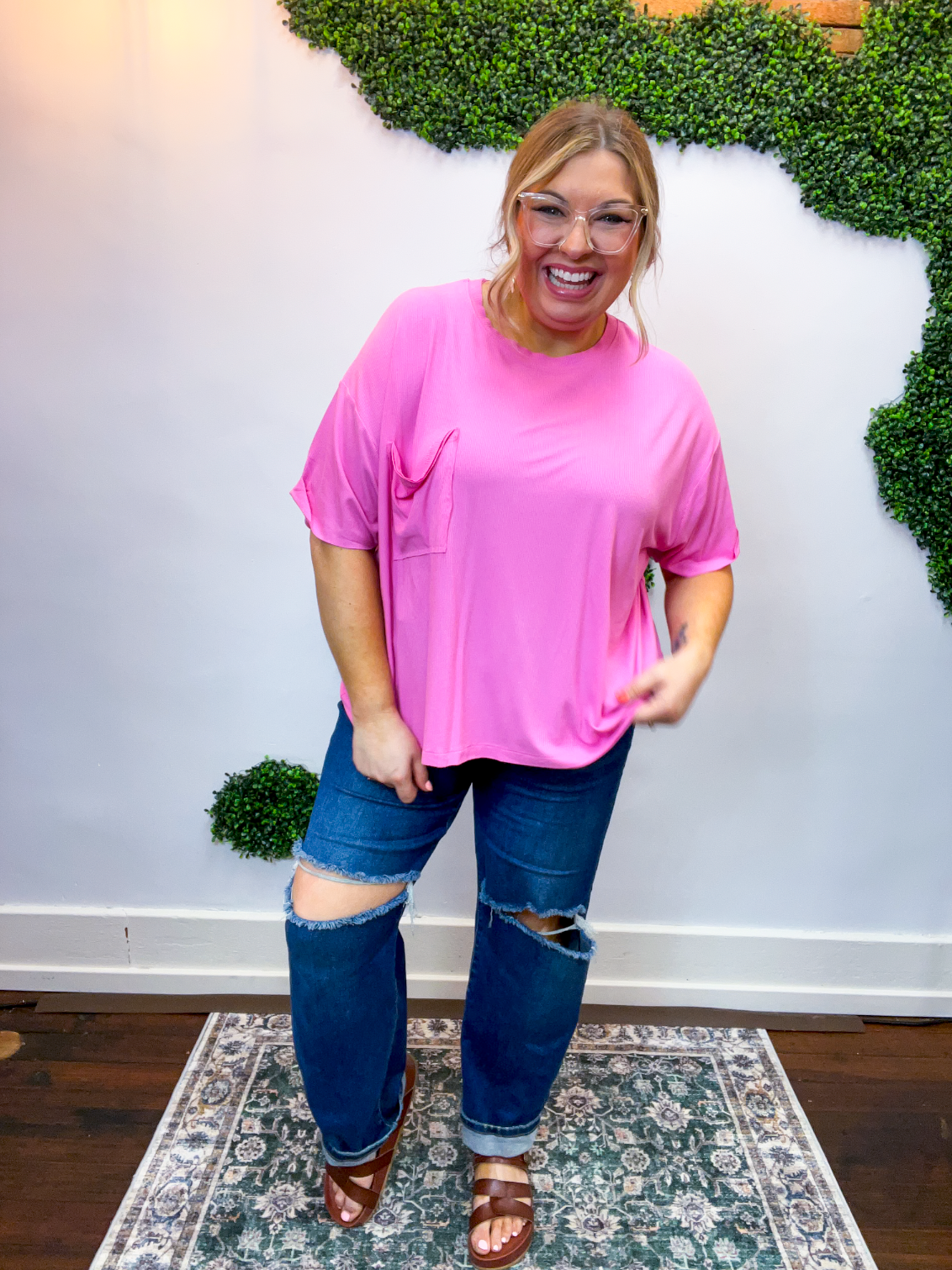 Pocket Full of Sunshine Tee in Candy Pink