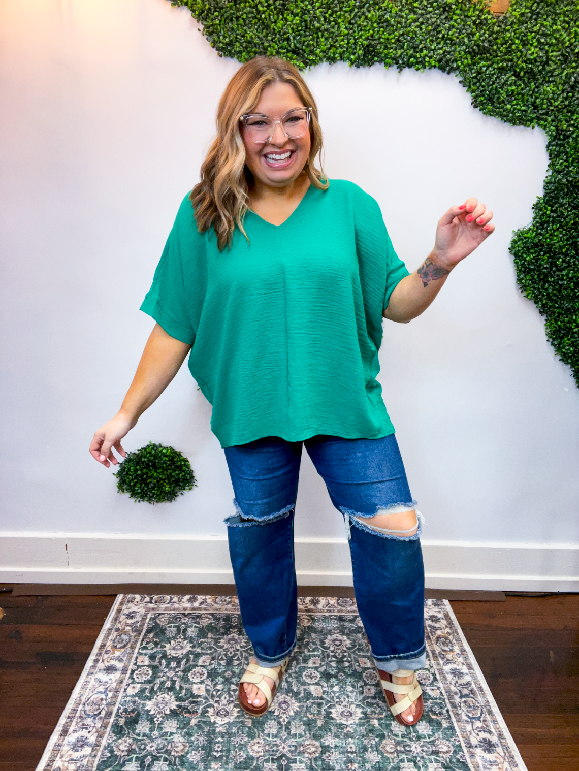 Float Away Dolman Top in Kelly Green