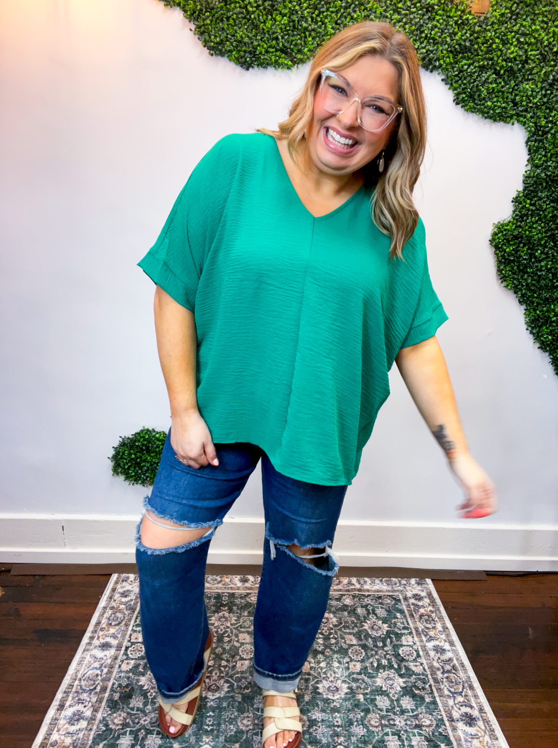 Float Away Dolman Top in Kelly Green
