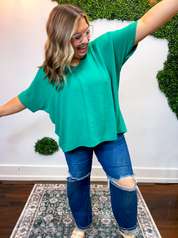 Float Away Dolman Top in Kelly Green