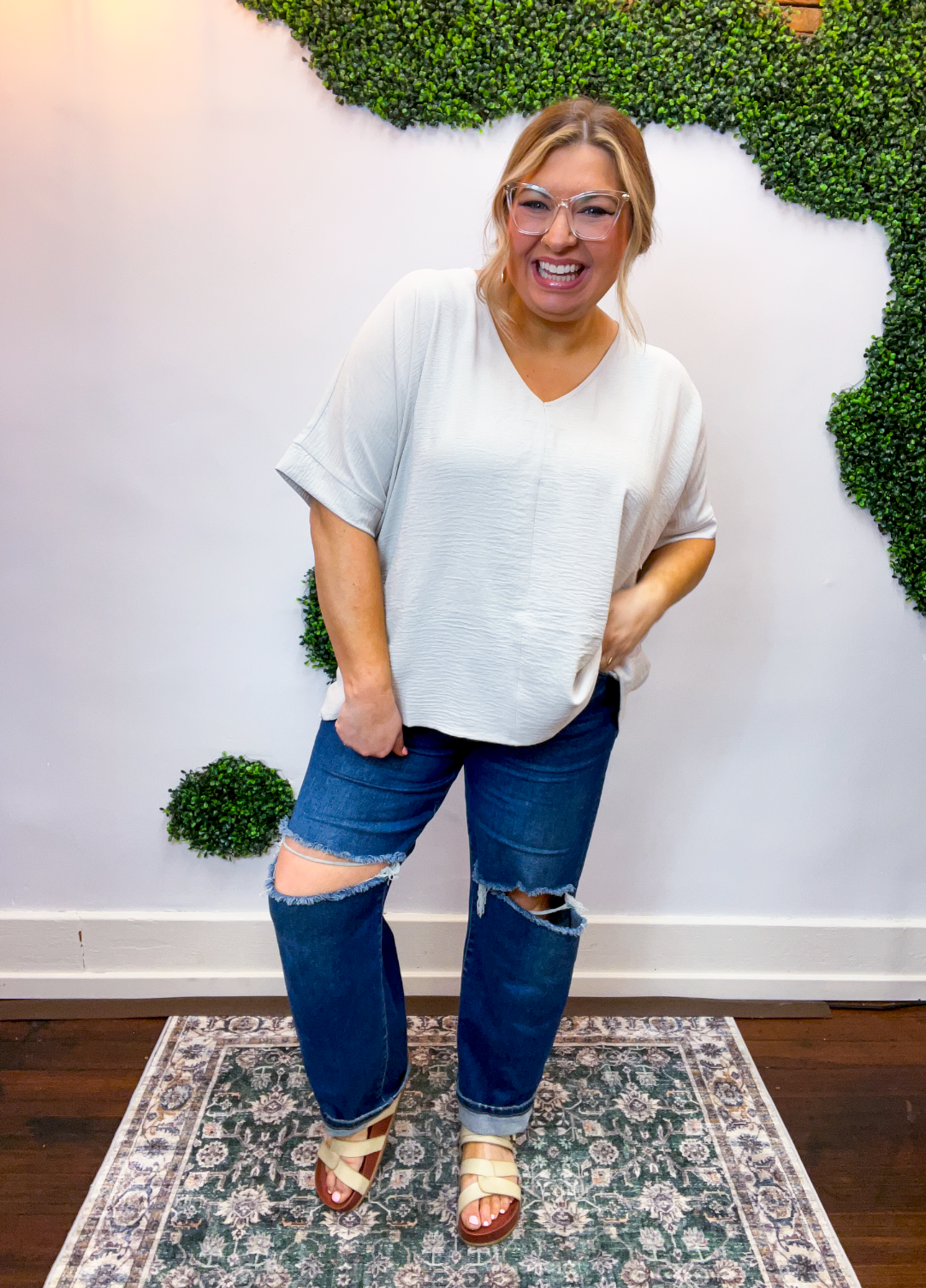 Float Away Dolman Top in Bone