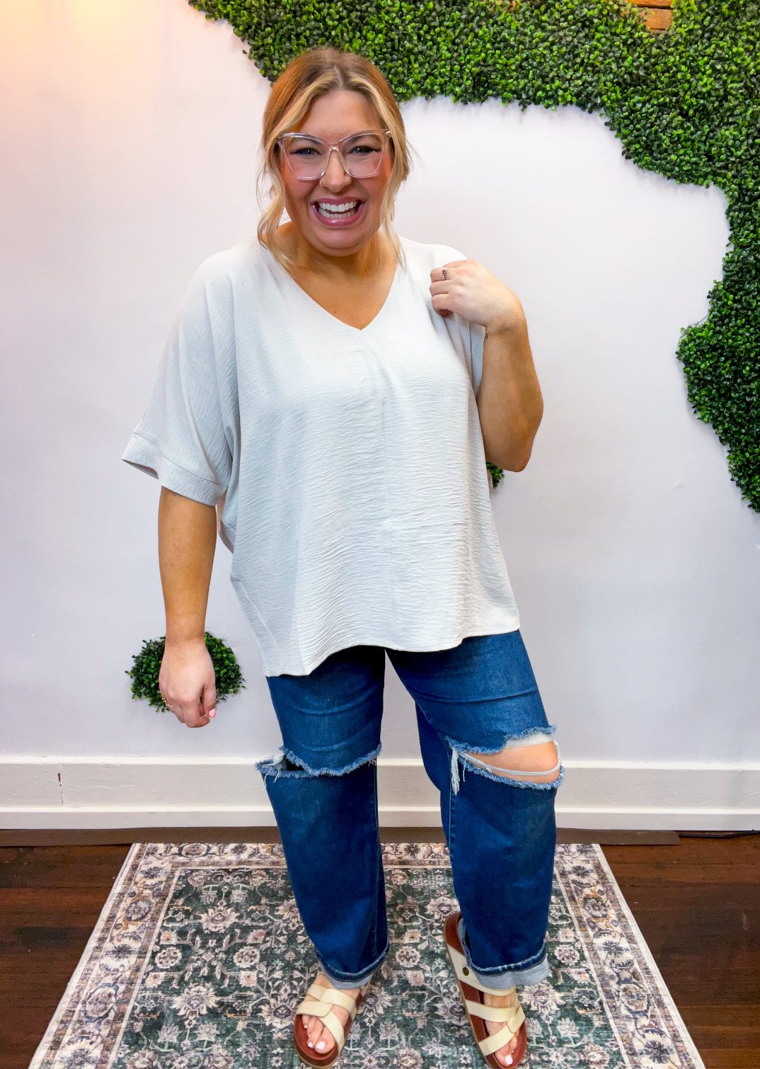 Float Away Dolman Top in Bone