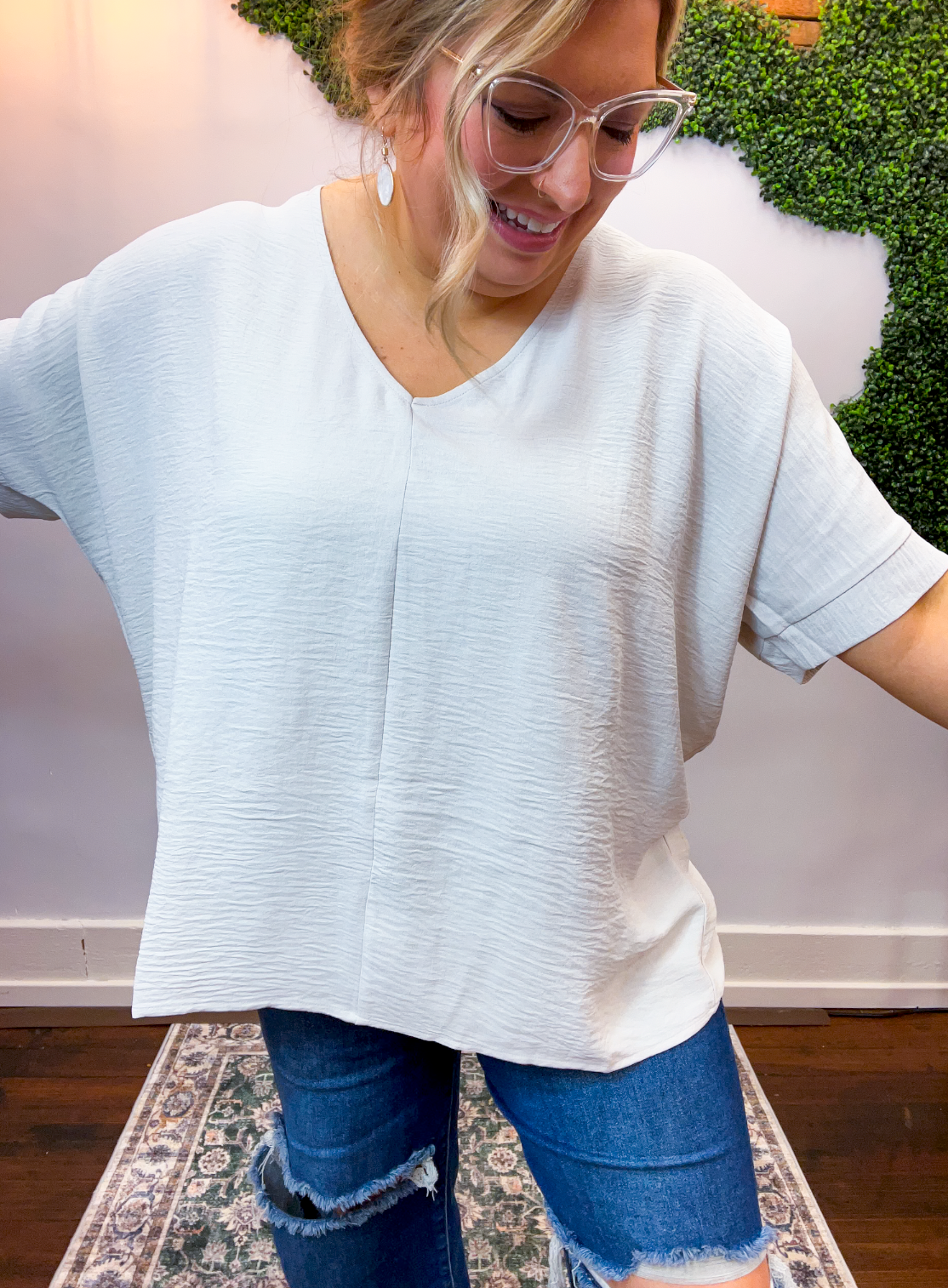 Float Away Dolman Top in Bone