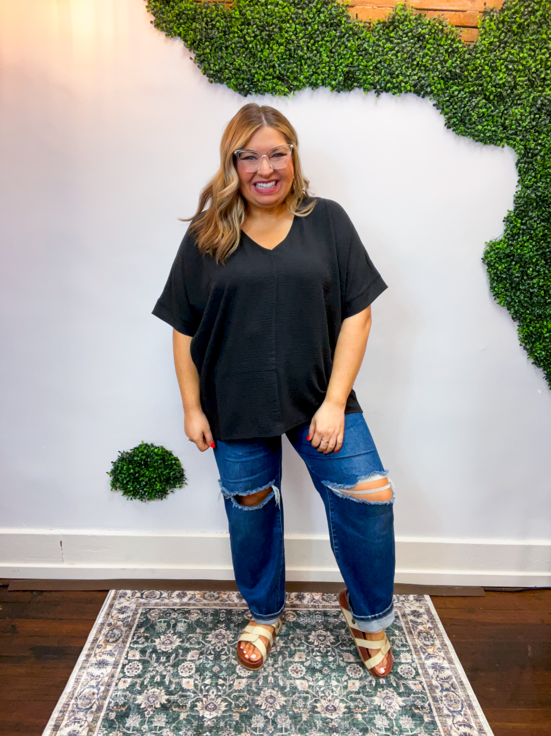 Float Away Dolman Top in Black