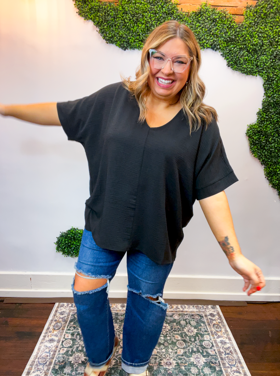 Float Away Dolman Top in Black