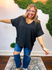 Float Away Dolman Top in Black