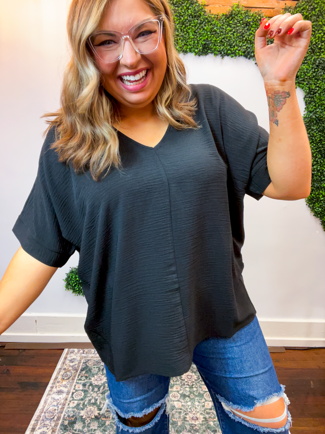 Float Away Dolman Top in Black