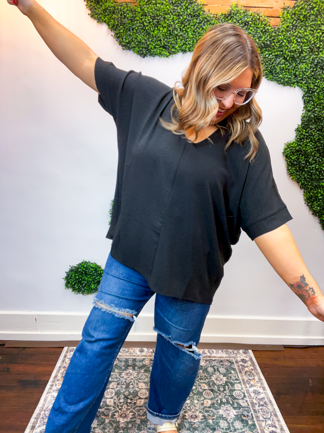 Float Away Dolman Top in Black