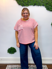 Smooth Sailing Stripe Top in Red