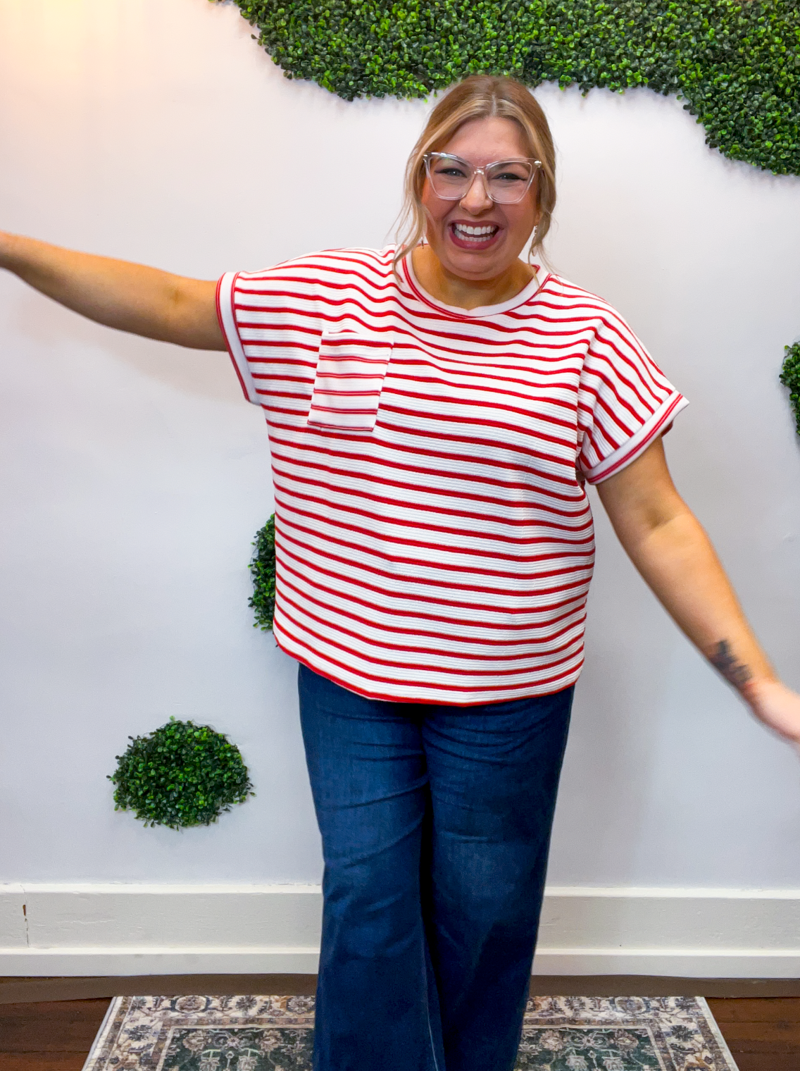 Smooth Sailing Stripe Top in Red