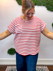 Smooth Sailing Stripe Top in Red