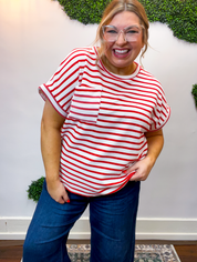 Smooth Sailing Stripe Top in Red