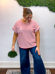 Smooth Sailing Stripe Top in Red
