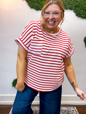 Smooth Sailing Stripe Top in Red