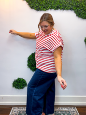 Smooth Sailing Stripe Top in Red