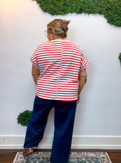 Smooth Sailing Stripe Top in Red