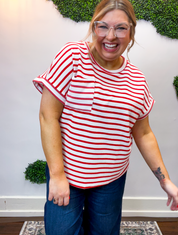 Smooth Sailing Stripe Top in Red
