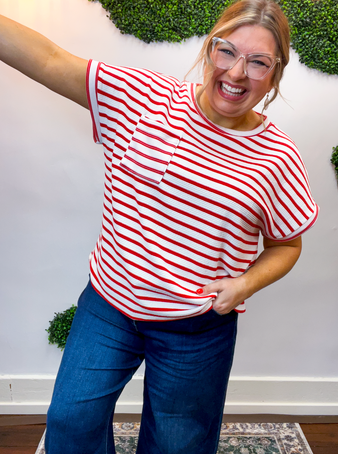 Smooth Sailing Stripe Top in Red