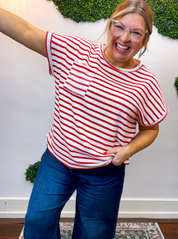 Smooth Sailing Stripe Top in Red