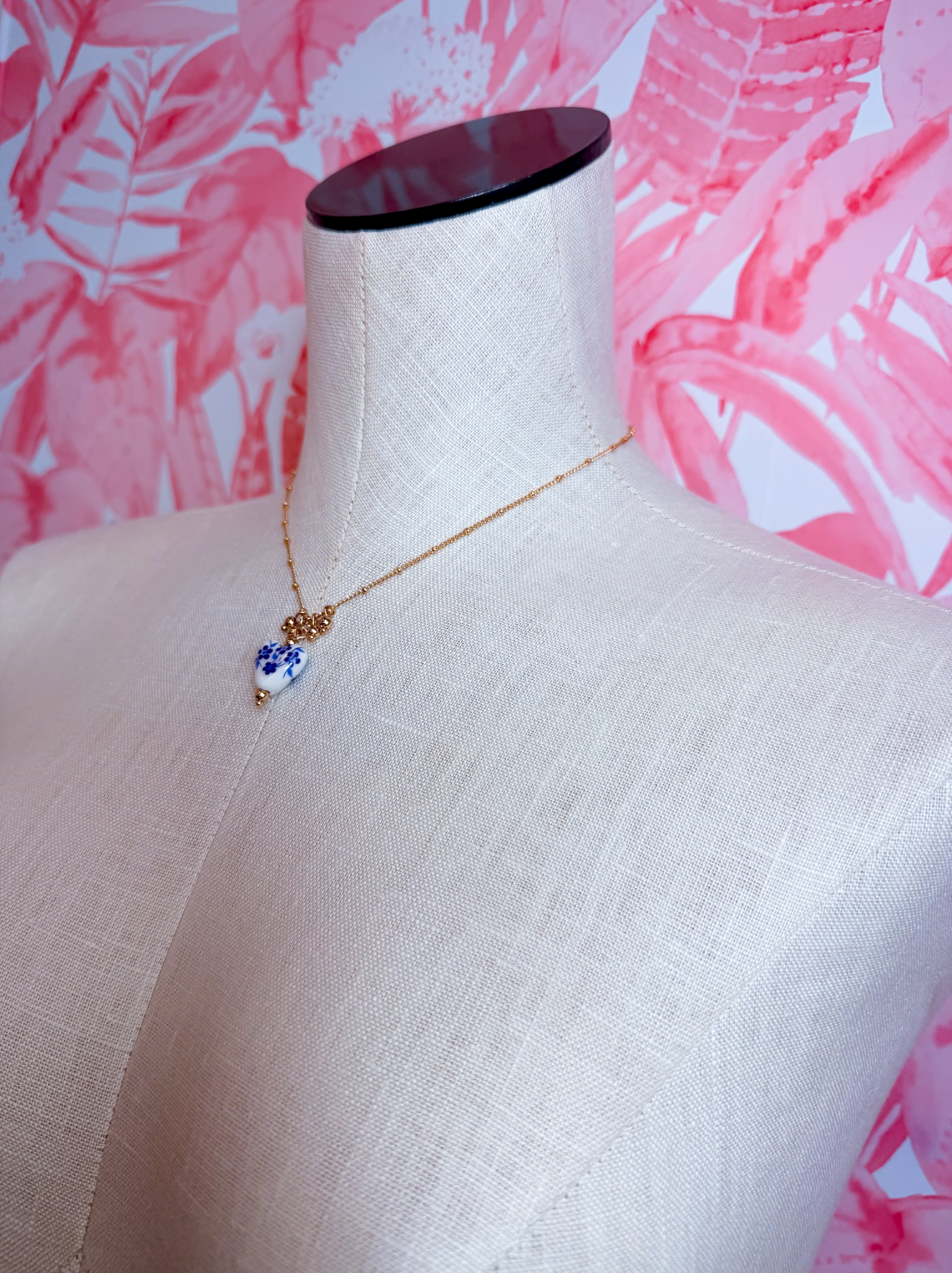 Blue Willow Heart Necklace *Final Sale*