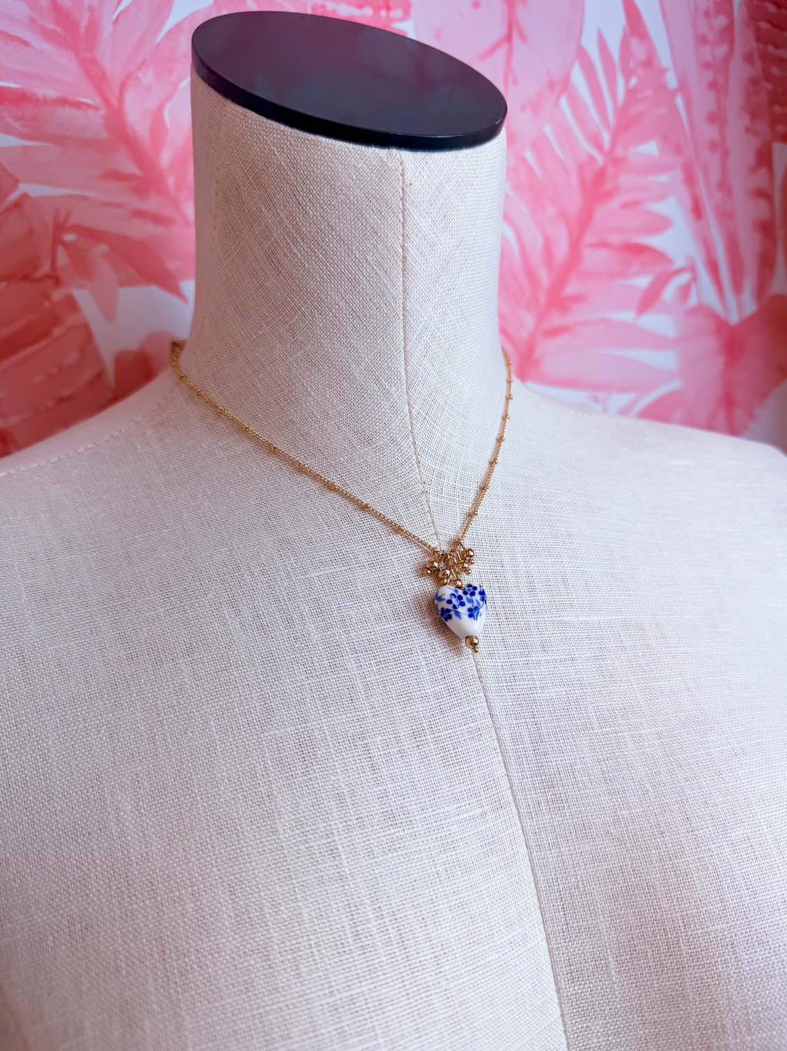 Blue Willow Heart Necklace *Final Sale*