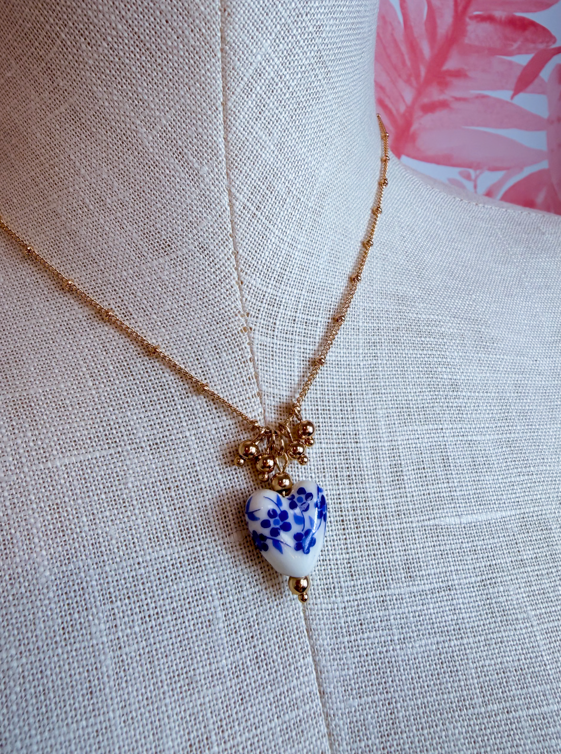 Blue Willow Heart Necklace *Final Sale*